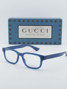 Gucci GG1584O 003 Men Rectangle Eyeglasses - Blue 53mm